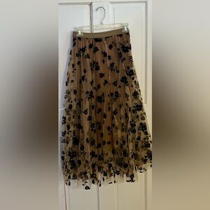 Beige with black flower print Tulle skirt